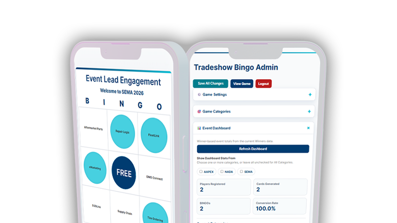 Tradeshow Engagement Tool displayed on a mobile phone mockup