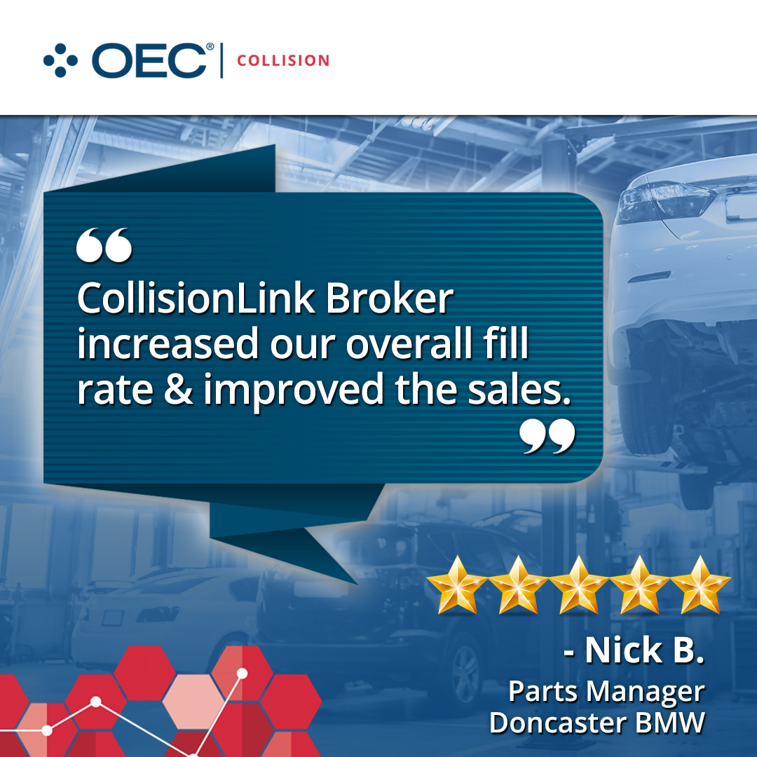 OEC CollisionLink Broker customer testimonial social media graphic